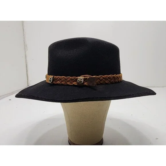 Outback Trading Co. Broken Hill Collection Mens Wool Cowboy Hat Black Size 6 7/8 - Picture 3 of 10